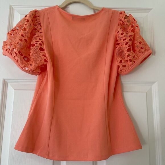 Coral knit sleeves top Shirt Blouse - Picture 9 of 13
